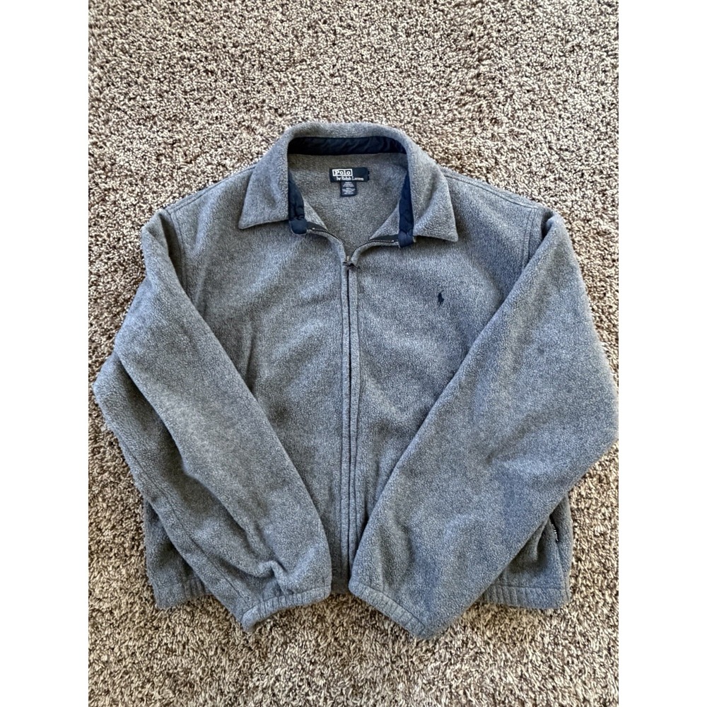 Vintage Polo by Ralph Lauren Jacket Gray Polartec Fleece Full Zip 2XL